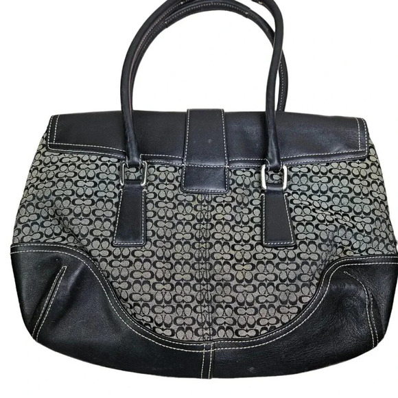 Authentic Vintage Coach Signature Handbag Black Satchel K35-6388 Shoulder Bag - Picture 4 of 10